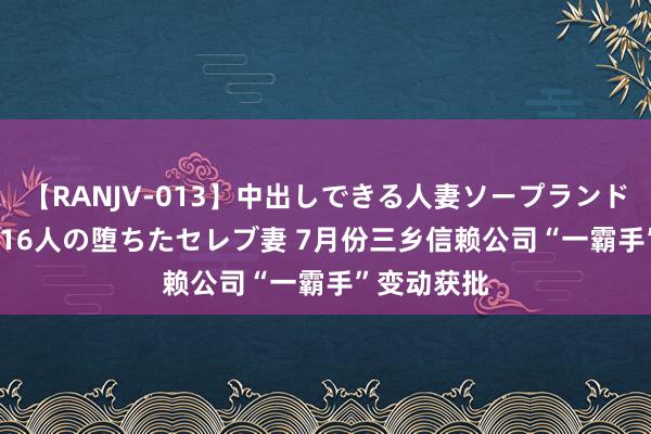 【RANJV-013】中出しできる人妻ソープランドDX 8時間 16人の堕ちたセレブ妻 7月份三乡信赖公司“一霸手”变动获批