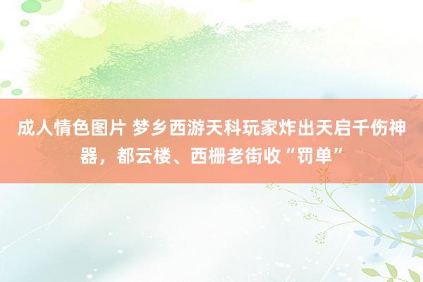 成人情色图片 梦乡西游天科玩家炸出天启千伤神器，都云楼、西栅老街收“罚单”