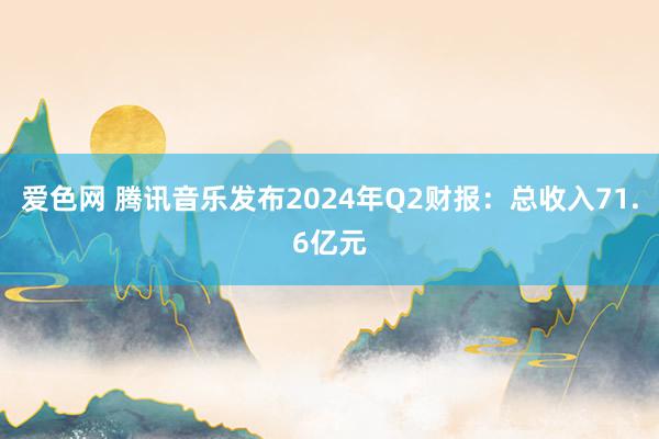 爱色网 腾讯音乐发布2024年Q2财报：总收入71.6亿元