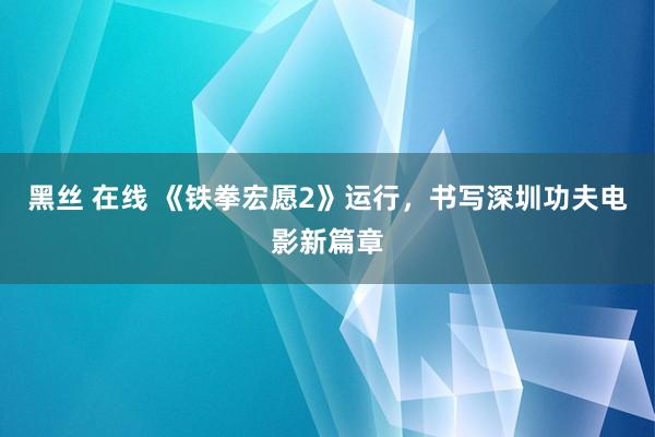 黑丝 在线 《铁拳宏愿2》运行，书写深圳功夫电影新篇章